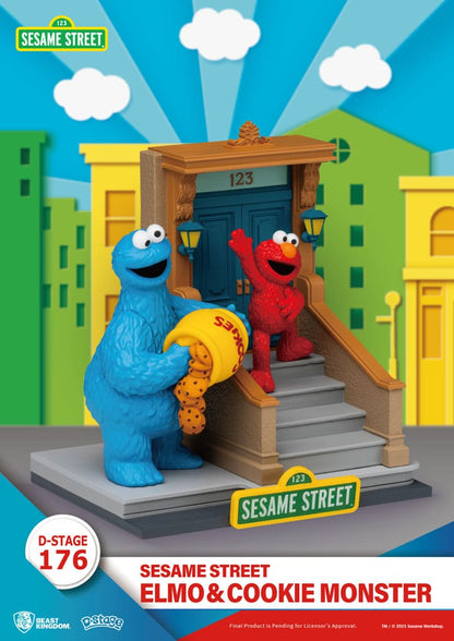 Sesame Street D-Stage PVC Statue Elmo & Cookie Monster 11 cm - Beast Kingdom Toys Statues
