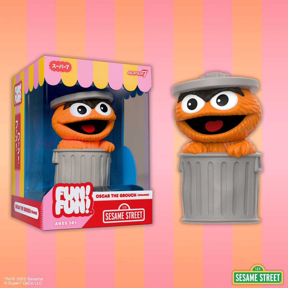 Sesame Street FUN! FUN! Vinyl Action Figure Oscar the Grouch (Orange) 13 cm - Super7 Statues
