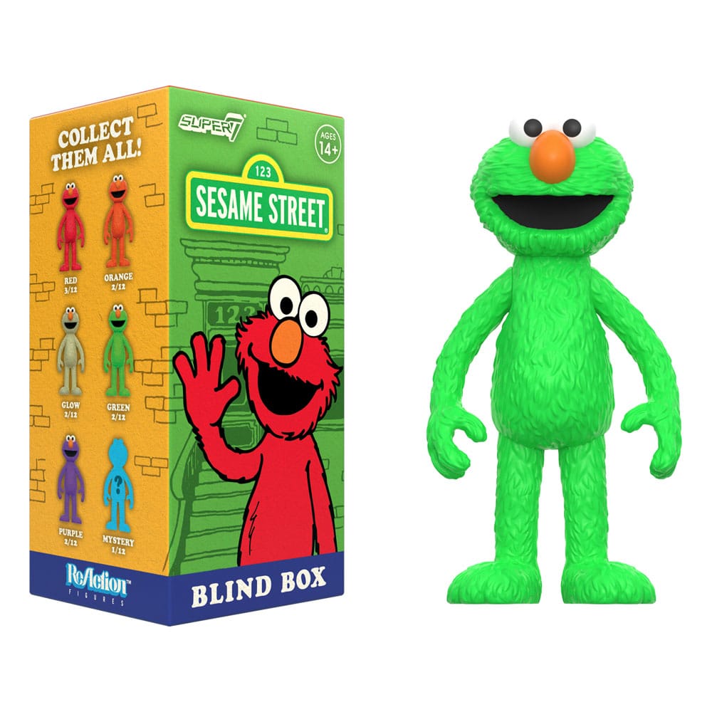 Sesame Street ReAction Action Figures 10 cmWave 04 Elmo Blind Box Display Box Qty 12 - Super7 Action Figures, Blind Boxes