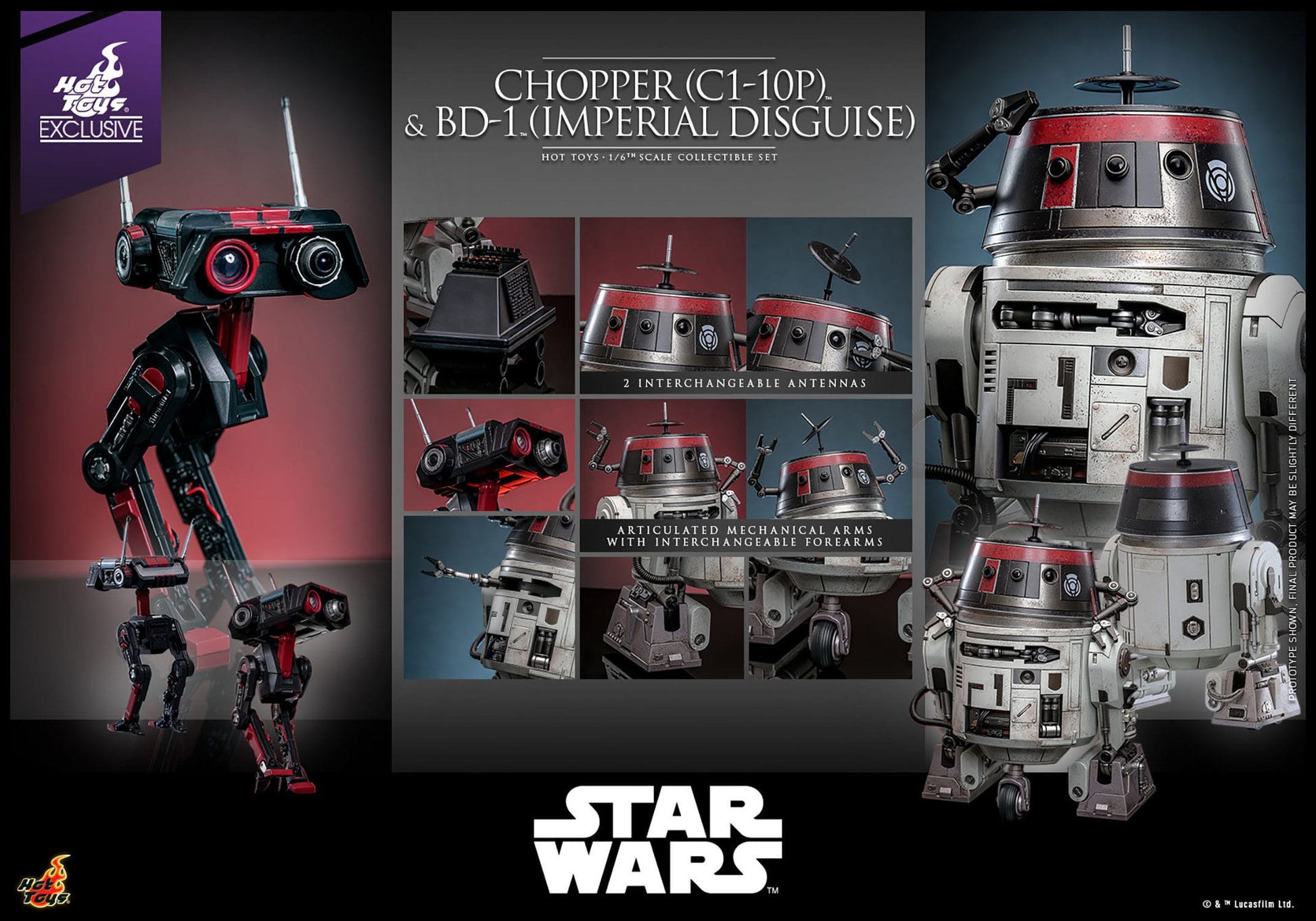 Star Wars: Chopper (C1-10P™) & BD-1™ (Imperial Disguise): Exclusive: 1/6th Scale Action Figure Set: Hot Toys by Hot Toys – Action Figure, [scale], UK stockist Planet Action Figures