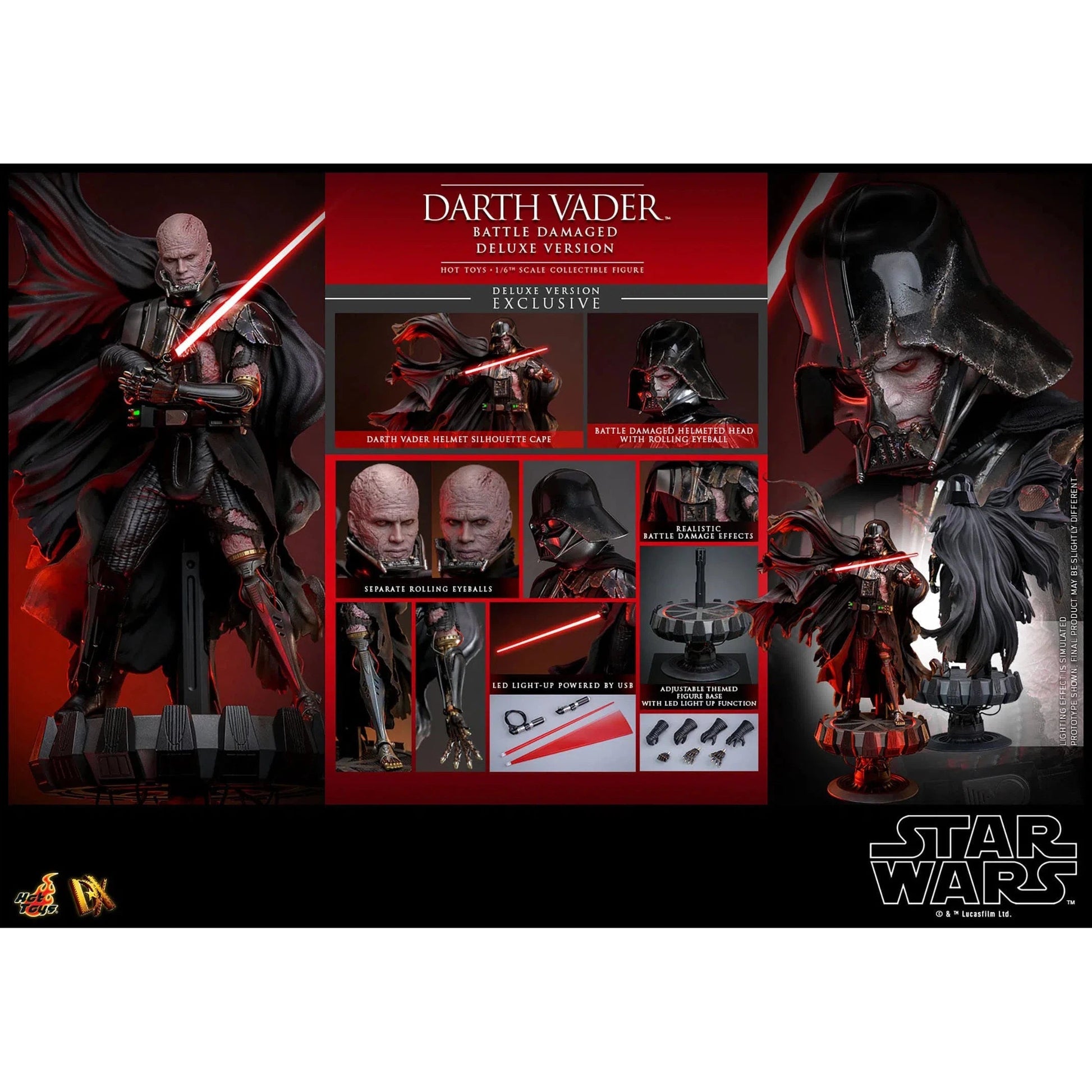 Star Wars: Darth Vader: Battle Damaged: Deluxe: DX45B - Hot Toys Action Figure