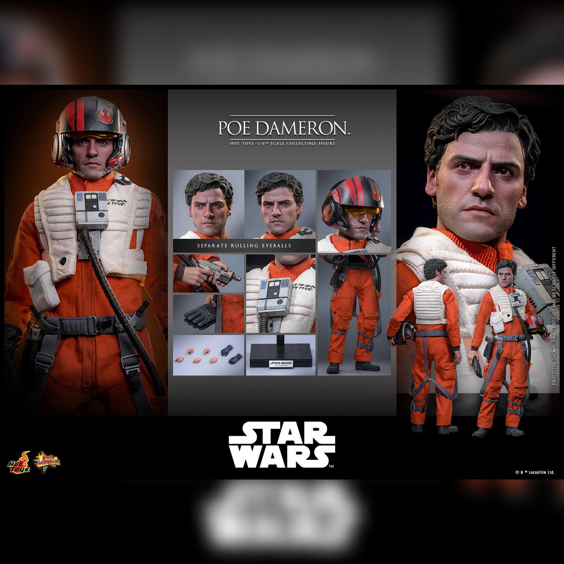 Star Wars: Episode VII: The Force Awakens: Poe Dameron: 1/6th Action Figure: Hot Toys Hot Toys
