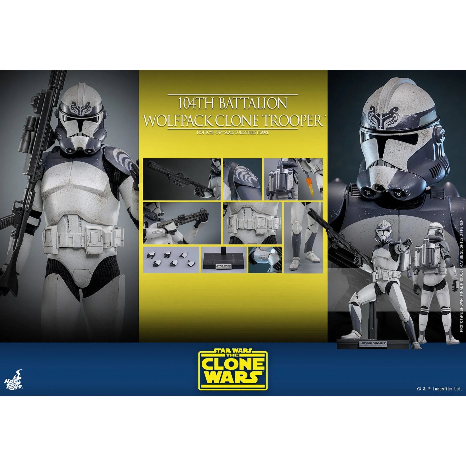 Star Wars: The Clone Wars: Battalion Wolfpack Clone Trooper: 1/6th - Hot Toys Action Figures