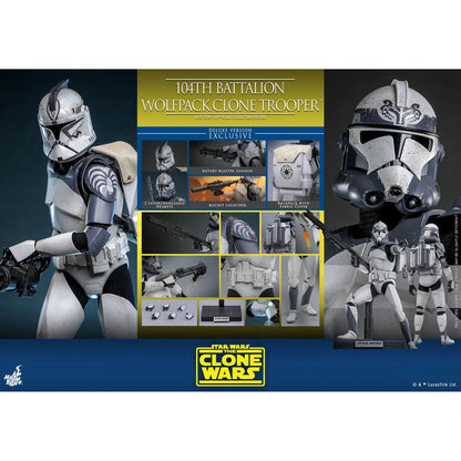 Star Wars: The Clone Wars: Battalion Wolfpack Clone Trooper: Deluxe Version: 1/6th Scale Action Figure - Hot Toys Action Figure