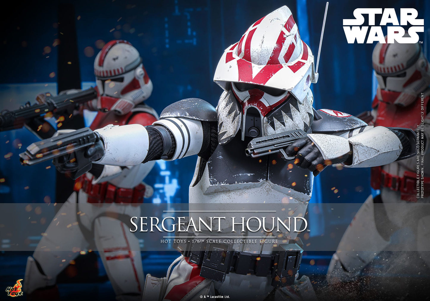 Star Wars: The Clone Wars: Sergeant Hound: 1/6th - Hot Toys Action Figures