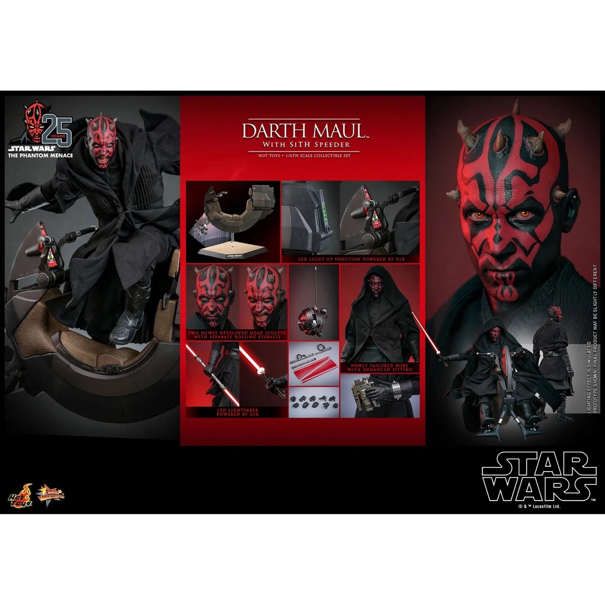 Star Wars: The Phantom Menace: Darth Maul With Sith Speeder: Sixth Scale Figure Hot Toys