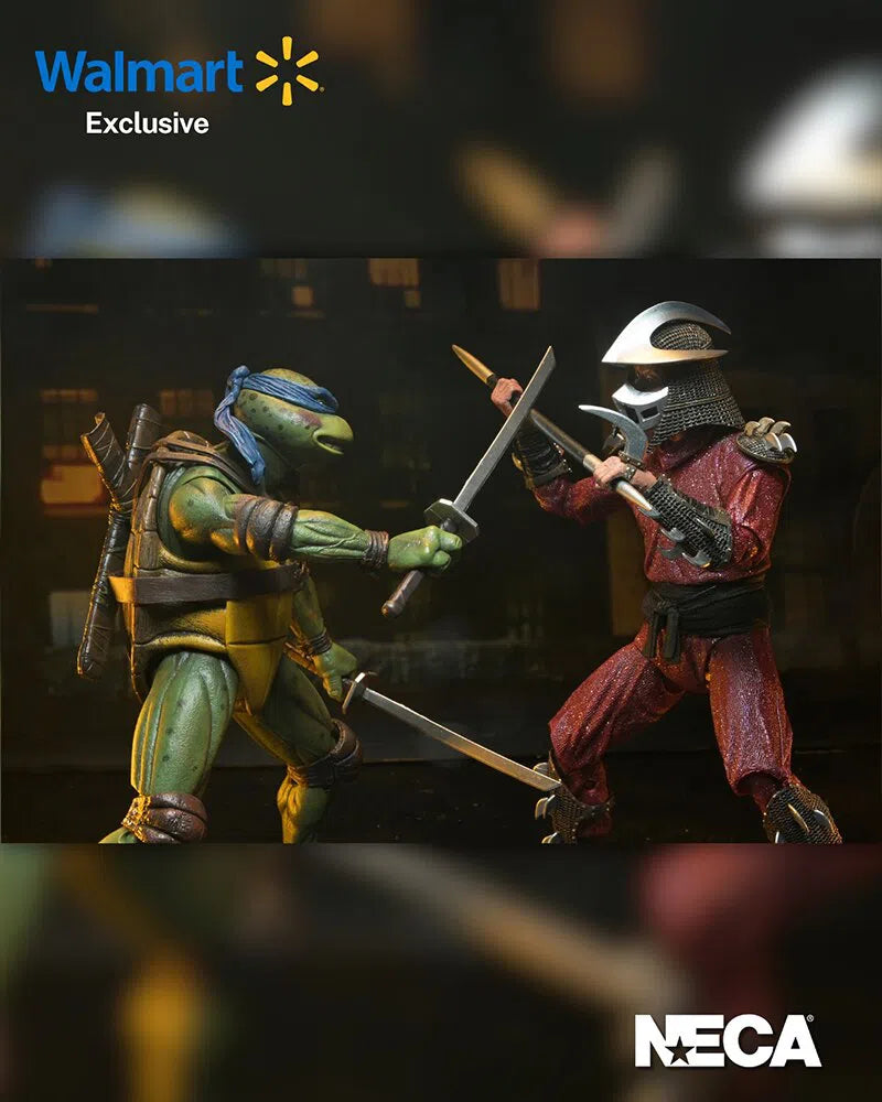 Teenage Mutant Ninja Turtles: 1990 Movie: Rooftop Battle: Shredder vs Leo: 7" Action Figure Set by Neca – Action Figure, [scale], UK stockist Planet Action Figures
