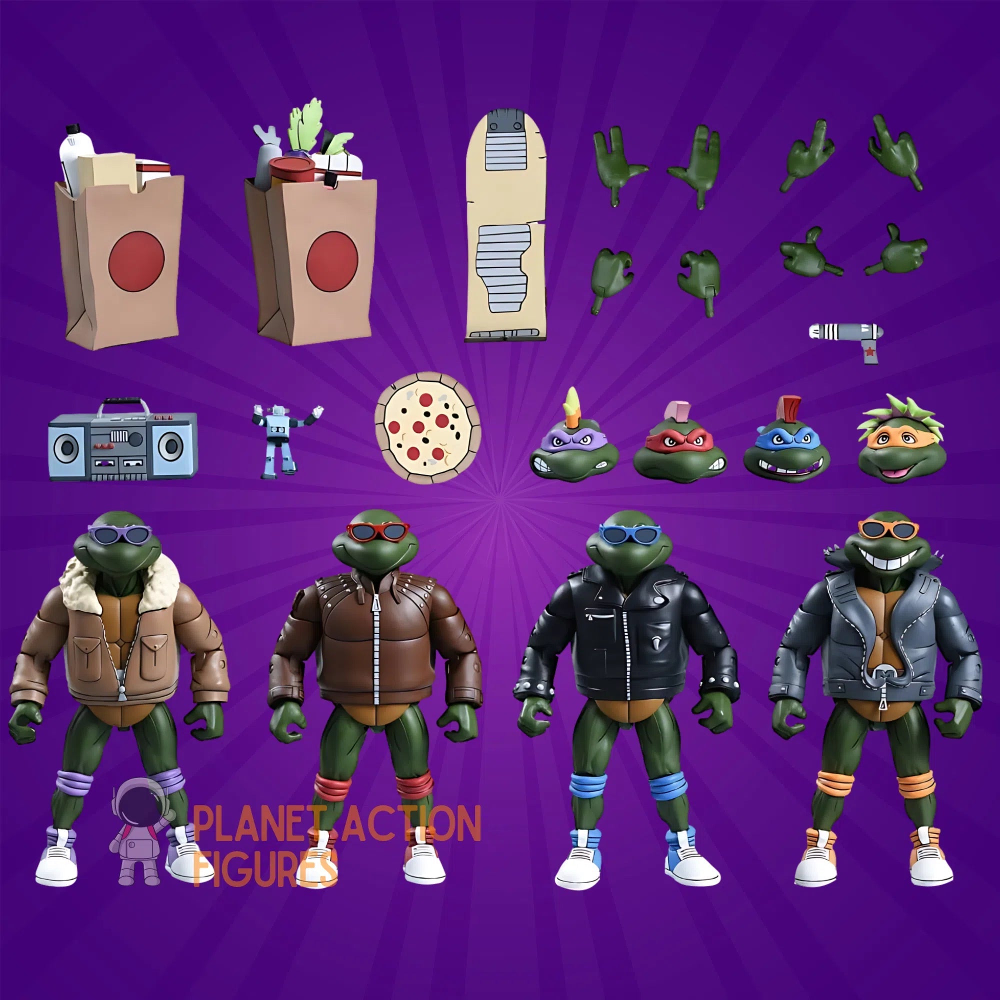 Teenage Mutant Ninja Turtles: Cartoon: Punk Turtles: 7 Inch Action Figures: 4 Pack Neca