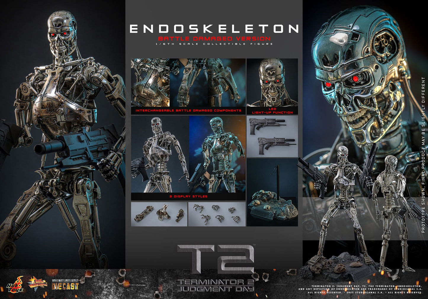 Terminator 2: Judgement: Endoskeleton (Battle Damaged Ver.): 1/6th - Hot Toys Action Figures
