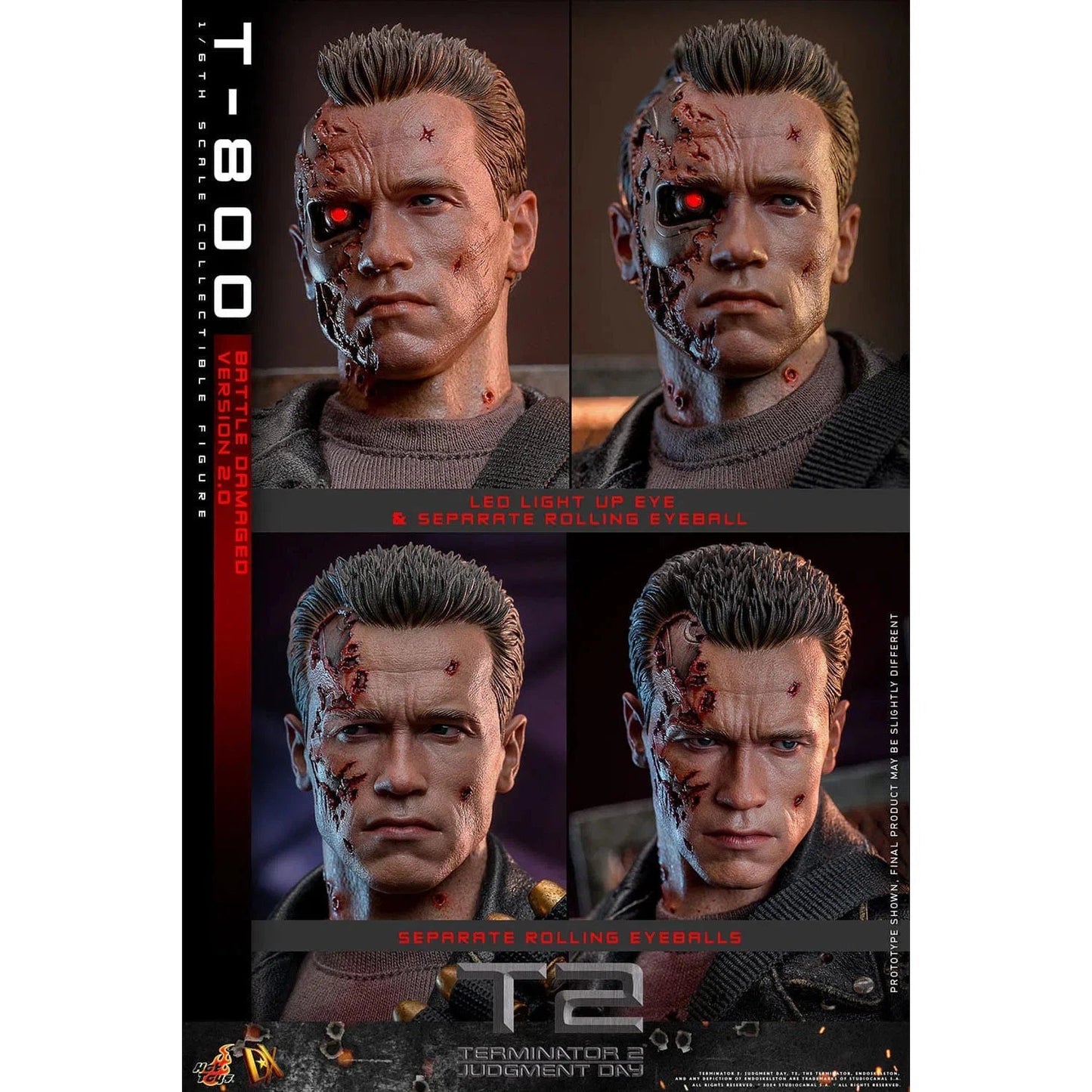 Terminator 2: T-800: Battle Damaged: Version 2.0: DX46 - Hot Toys Action Figure