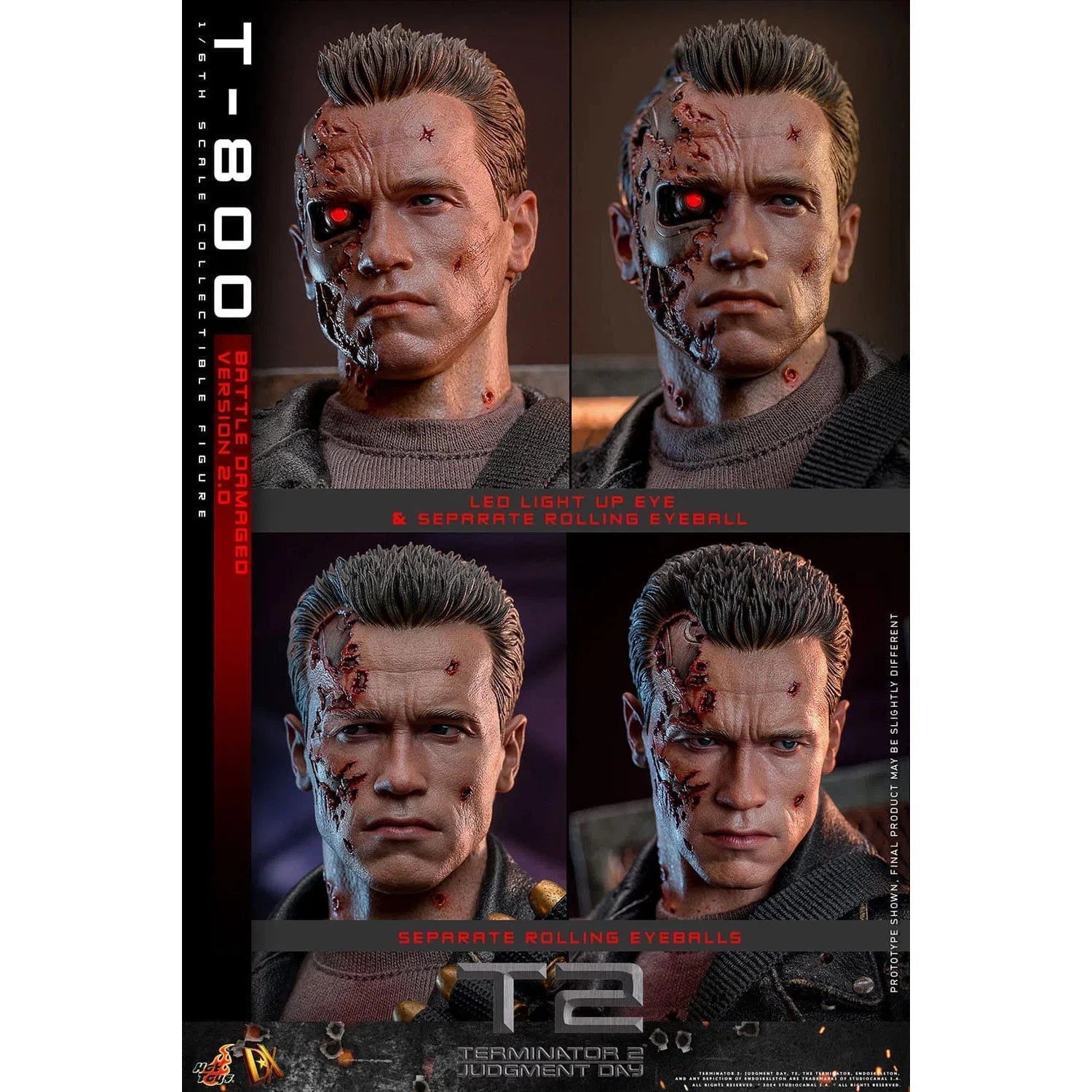 Terminator 2: T-800: Battle Damaged: Version 2.0: DX46 - Hot Toys Action Figure