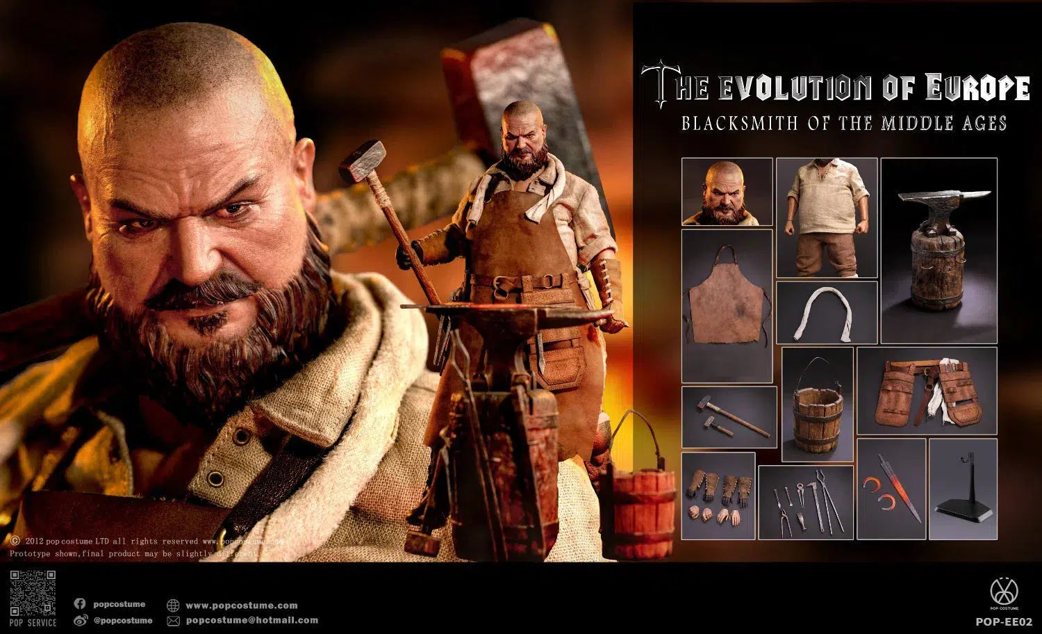 The Evolution of Europe: Blacksmith Of The Middle Ages: POP-EE02: Pop Costume: Sixth Scale Figure Pop Costume