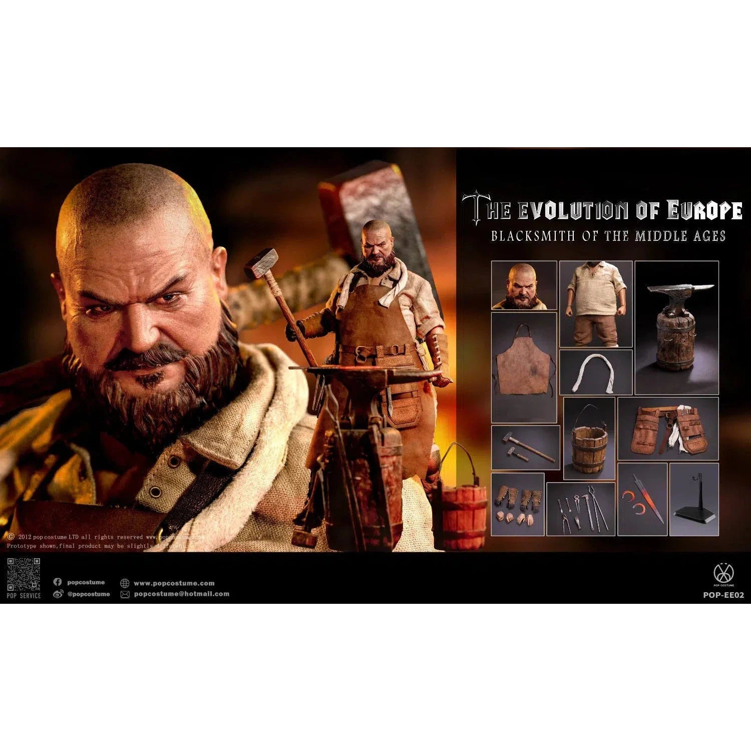 The Evolution of Europe: Blacksmith Of The Middle Ages: POP-EE02: Pop Costume: Sixth Scale Figure Pop Toys