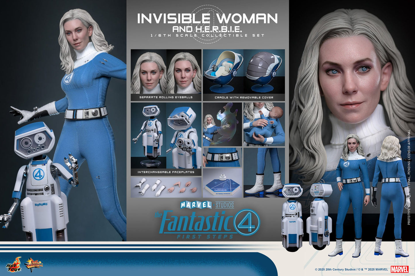 The Fantastic Four: First Steps: Invisible Woman & H.E.R.B.I.E: 1/6th - Hot Toys Action Figures