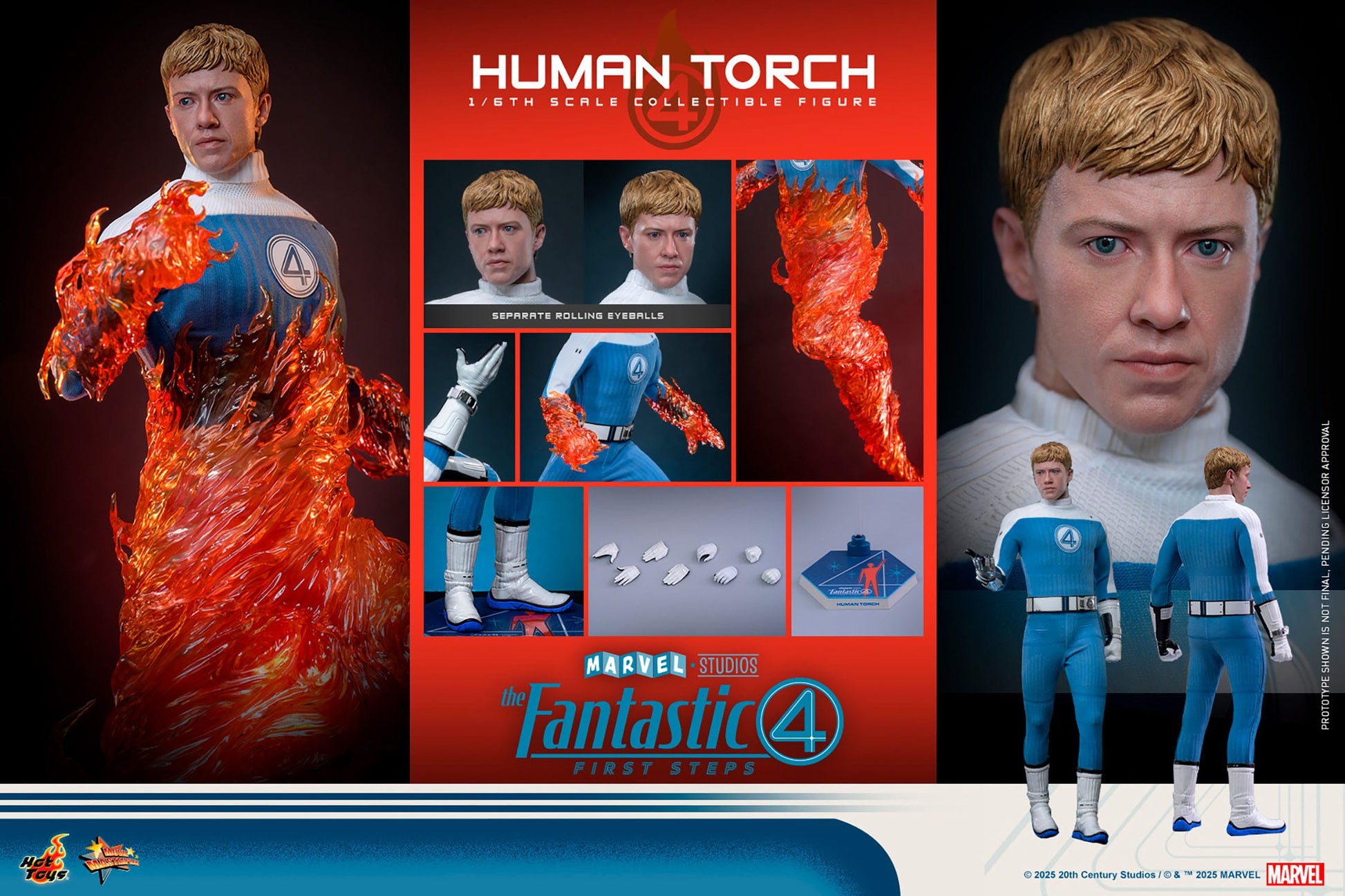 The Fantastic Four: First Steps: Johnny Storm "Human Torch": 1/6th - Hot Toys Action Figures