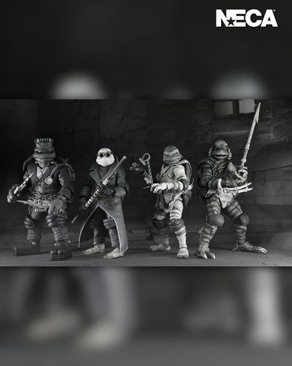 Universal Monsters x Teenage Mutant Ninja Turtles Turtles: (Black & White): 7" Action Figure Figure 4-Pack: Neca Neca