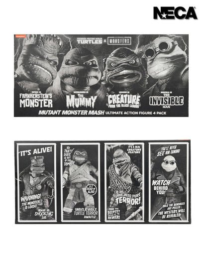 Universal Monsters x Teenage Mutant Ninja Turtles Turtles: (Black & White): 7" Action Figure Figure 4-Pack: Neca Neca