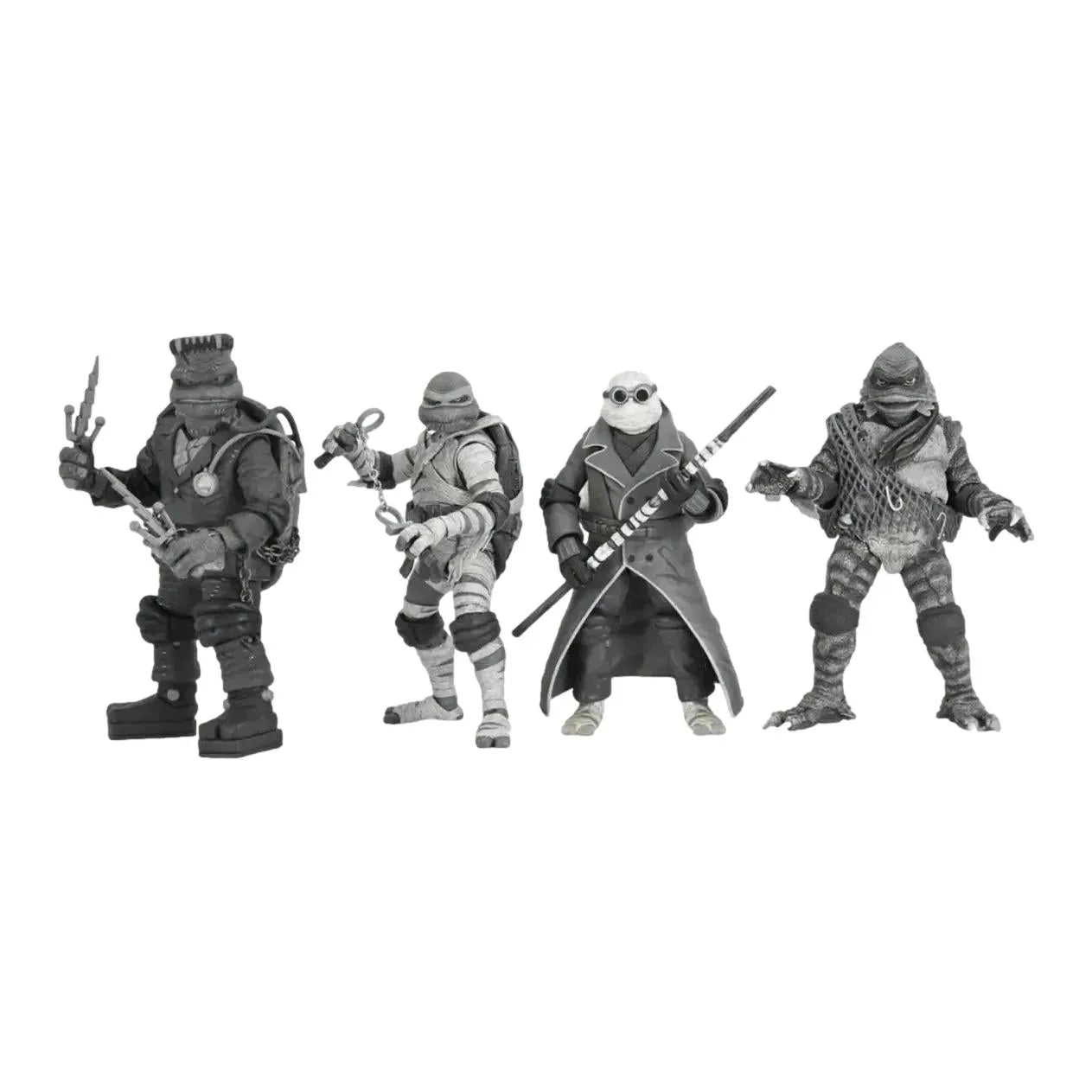 Universal Monsters x Teenage Mutant Ninja Turtles Turtles: (Black & White): 7" Action Figure Figure 4-Pack: Neca Neca