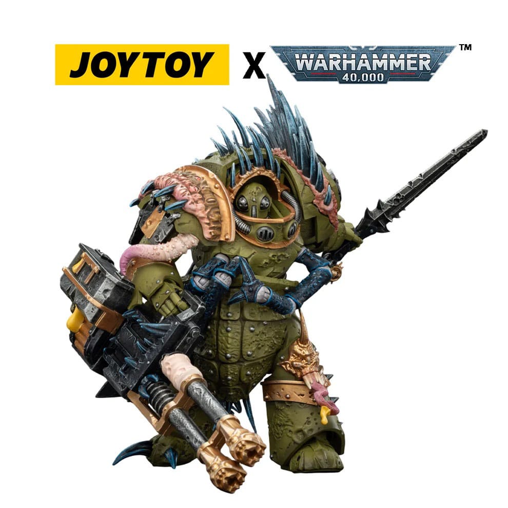Warhammer 40,000 Action Figure Death Guard Blightlord Terminator 1 with Reaper Autocannon and Bubotic Blades 14 cm - Joy Toy Action figures