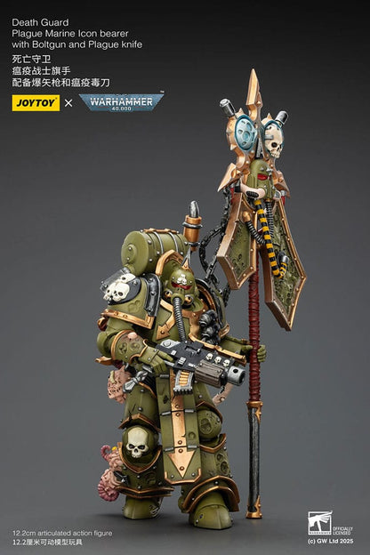 Warhammer 40,000 Action Figure Death Guard Plague Marine Icon bearer with Boltgun and Plague knife 12 cm - Joy Toy Action figures