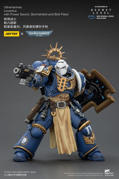Warhammer 40,000 Action Figure Ultramarines Levantus with Power Sword, Stormshield and Bolt Pistol 13 cm - Joy Toy Action figures