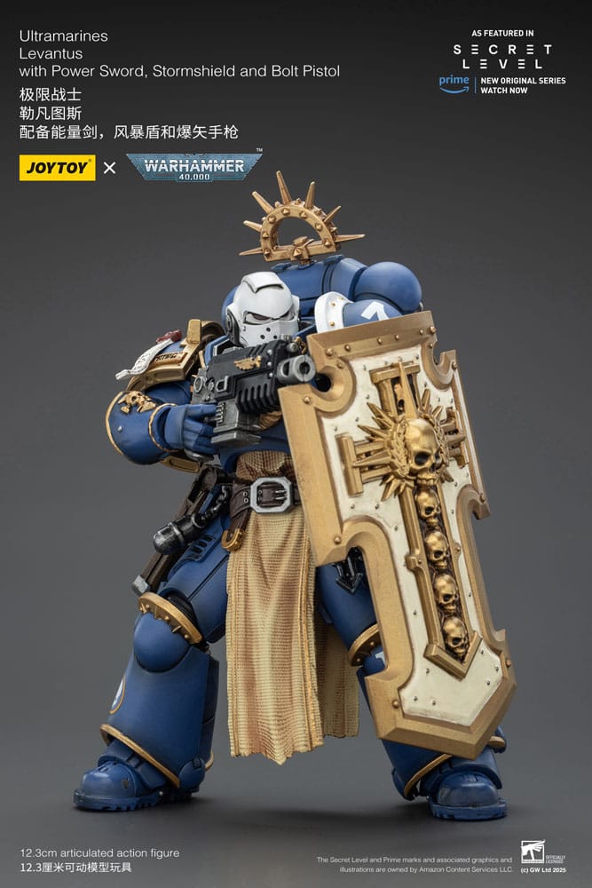 Warhammer 40,000 Action Figure Ultramarines Levantus with Power Sword, Stormshield and Bolt Pistol 13 cm - Joy Toy Action figures