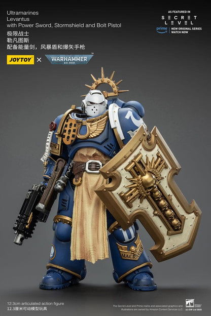 Warhammer 40,000 Action Figure Ultramarines Levantus with Power Sword, Stormshield and Bolt Pistol 13 cm - Joy Toy Action figures