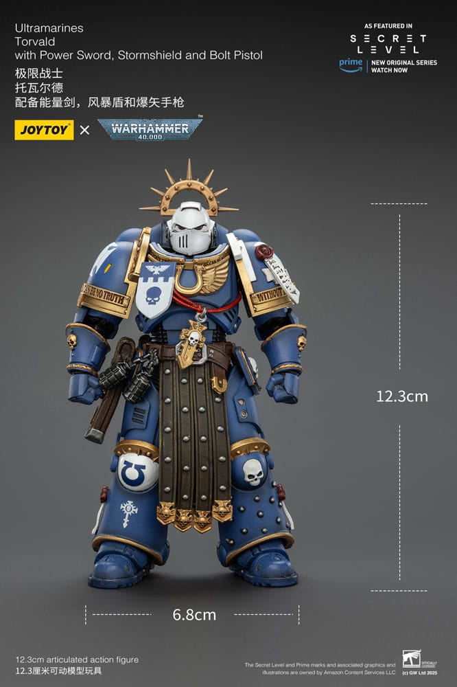 Warhammer 40,000 Action Figure Ultramarines Torvald with Power Sword, Stormshield and Bolt Pistol 13 cm - Joy Toy Action figures