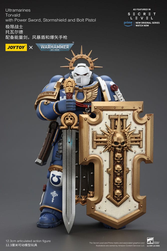 Warhammer 40,000 Action Figure Ultramarines Torvald with Power Sword, Stormshield and Bolt Pistol 13 cm - Joy Toy Action figures
