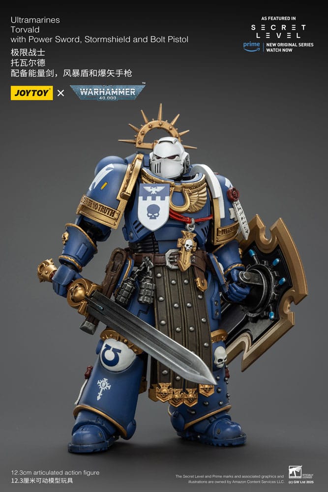 Warhammer 40,000 Action Figure Ultramarines Torvald with Power Sword, Stormshield and Bolt Pistol 13 cm - Joy Toy Action figures