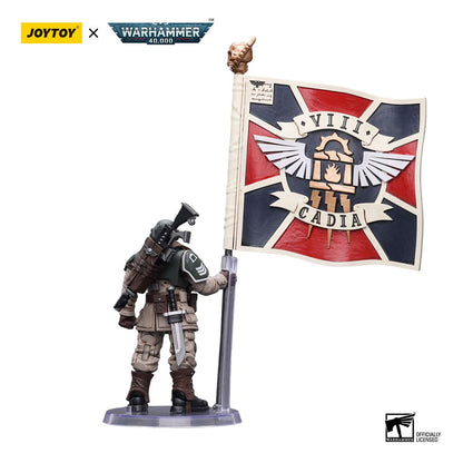 Warhammer 40k: Astra Militarum: Cadian Command Squad Veteran with Regimental Standard: Action Figure - Joy Toy Action Figure