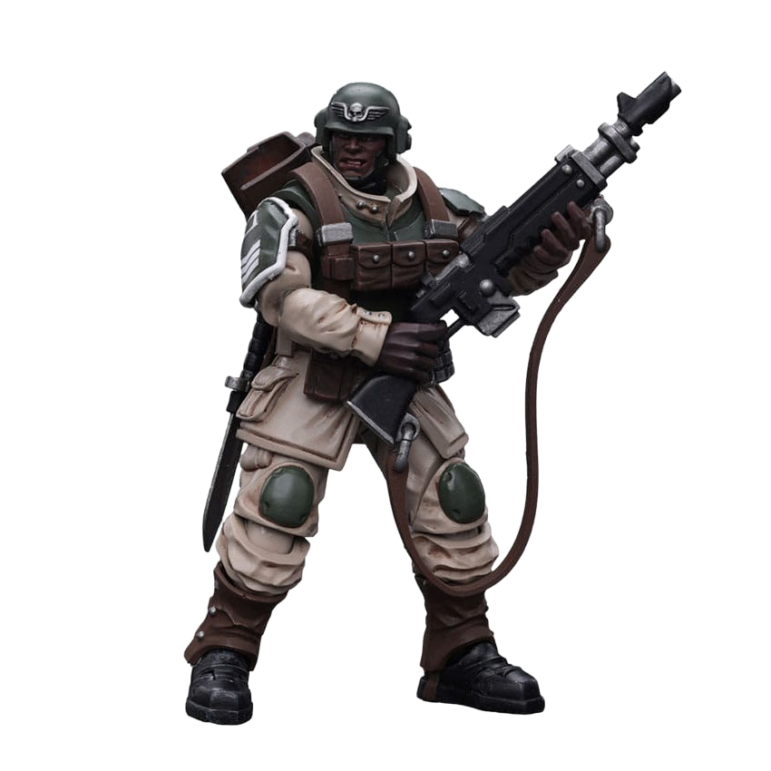 Warhammer 40k: Astra Militarum: Cadian Command Squad Veteran with Regimental Standard: Action Figure - Joy Toy Action Figures