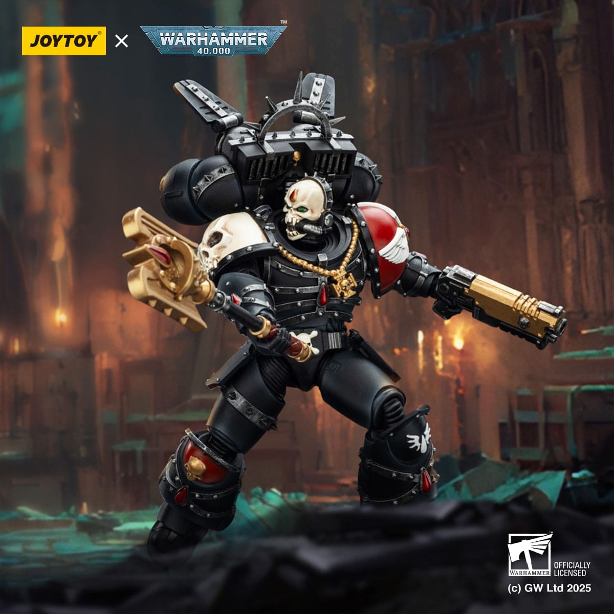 Warhammer 40k: Blood Angels: Lemartes with Jump Pack Blood Crozius and Absolver Bolt Pistol: Action Figure - Joy Toy Action Figure