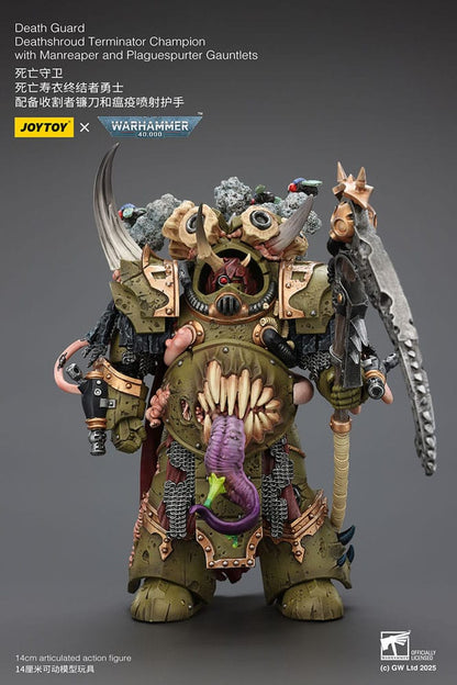 Warhammer 40k: Death Guard: Deathshroud Terminator Champion with Manreaper and Plaguespurter Gauntlets: Action Figure - Joy Toy Action Figure