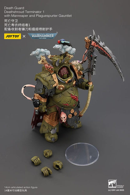 Warhammer 40k: Death Guard: Deathshroud Terminator (Ver. 1) with Manreaper and Plaguespurter Gauntlet: Action Figure - Joy Toy Action Figure