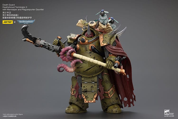 Warhammer 40k: Death Guard: Deathshroud Terminator (Ver. 2) with Manreaper and Plaguespurter Gauntlet: Action Figure - Joy Toy Action Figure