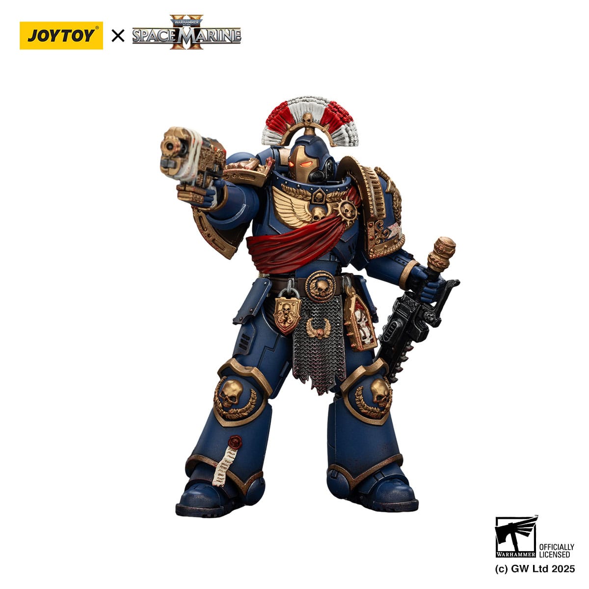 Warhammer 40k: Space Marine 2: Ultramarines: Secundus Armor with Artificer Bolt Rifle, Chainsword and Bolt Pistol: Action Figure - Joy Toy Action Figure