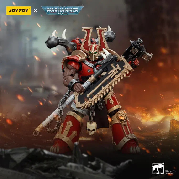 Warhammer 40k: World Eaters: Khorne Berzerker With Eviscerator Chainaxe: Action Figure: Joy Toy Joy Toy