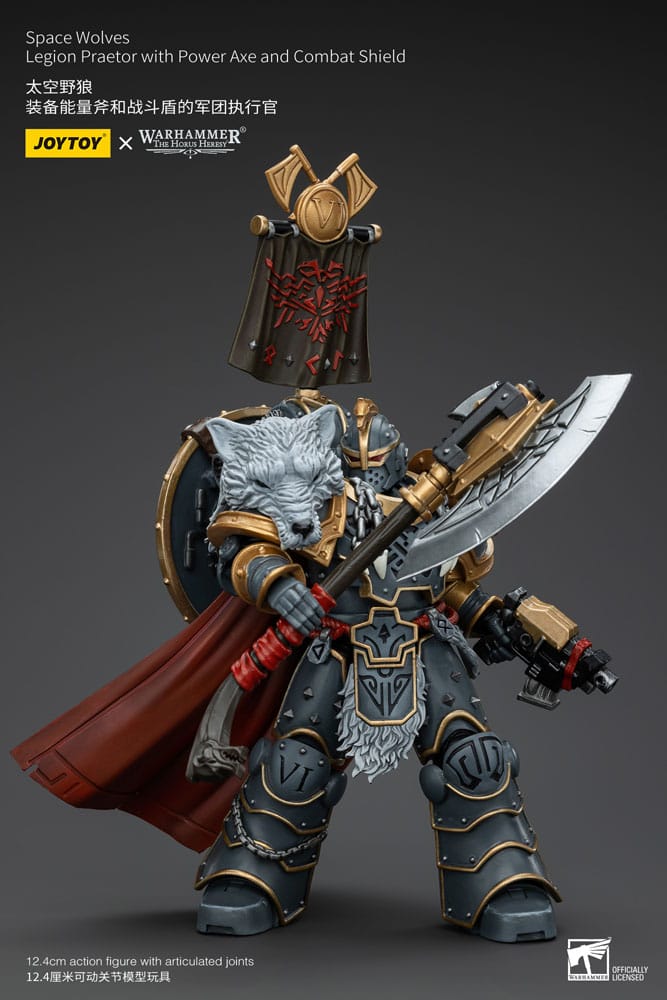 Warhammer The Horus Heresy Action Figure 1/18 Space Wolves Legion Praetor with Power Axe and Combat Shield 12 cm - Joy Toy Action Figures