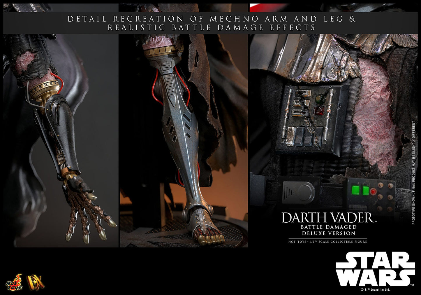 Star Wars DX45 Darth Vader (Battle Damaged) Deluxe 1/6th Scale Collectible Figure - Hot Toys Action Figures