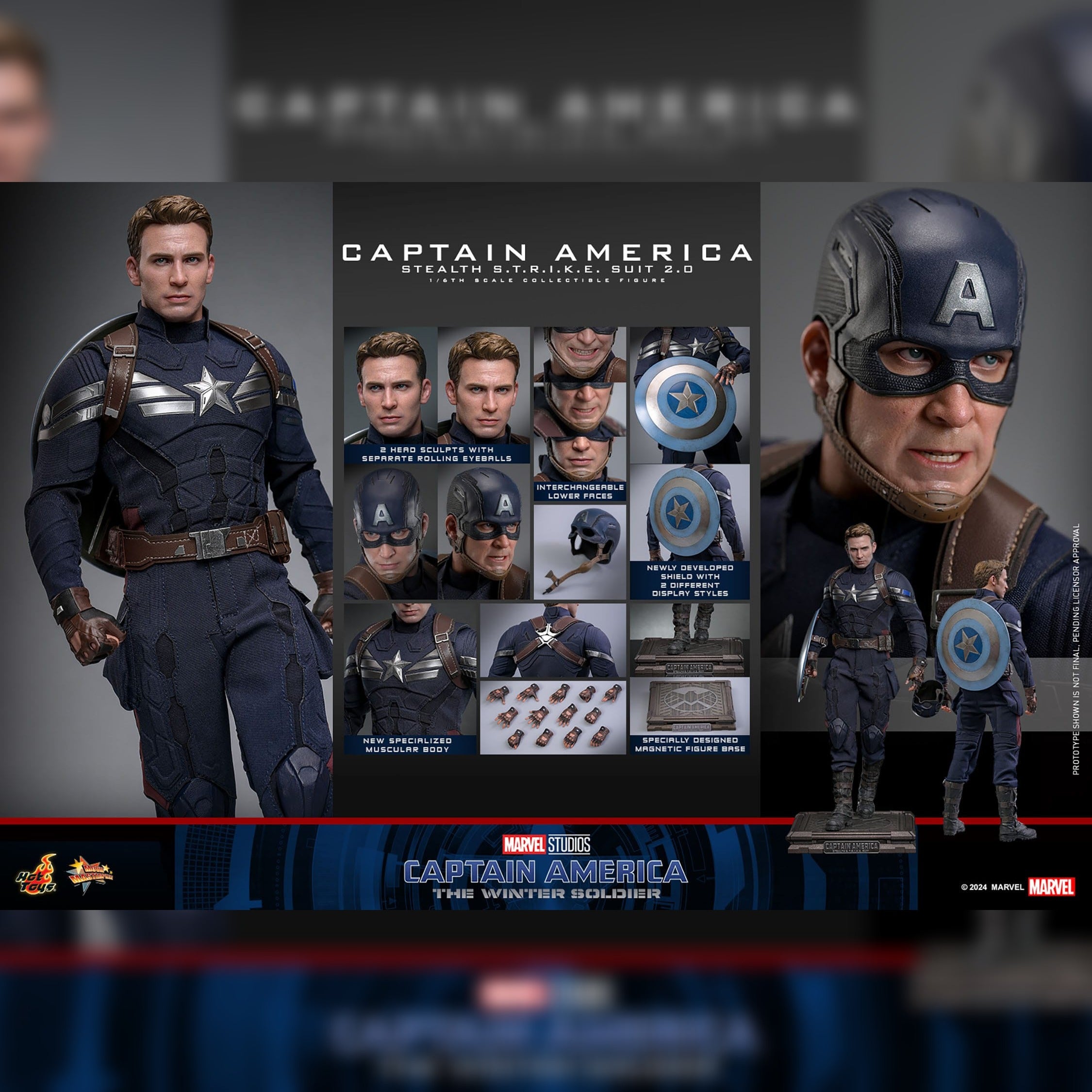 Captain America: The Winter Soldier: Captain America (Stealth S.T.R.I.K.E. Suit): 1/6th Scale Action Figure: Hot Toys