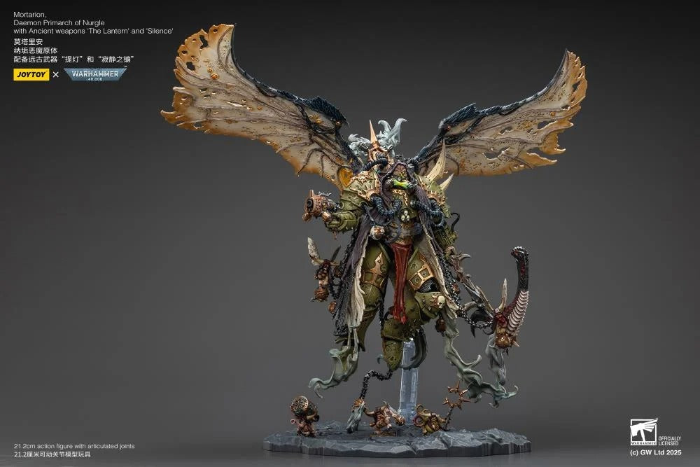 Warhammer 40k Action Figure 1/18 Mortarion Daemon Primarch of Nurgle with Ancient weapons The Lantern and Silence 21 cm - Joy Toy Action Figures