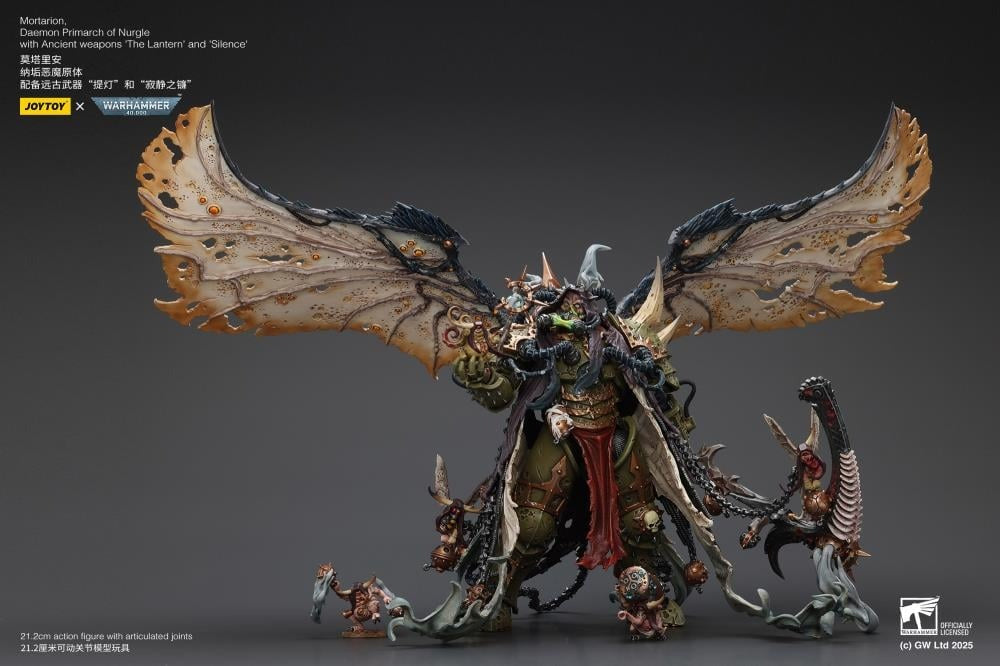 Warhammer 40k Action Figure 1/18 Mortarion Daemon Primarch of Nurgle with Ancient weapons The Lantern and Silence 21 cm - Joy Toy Action Figures