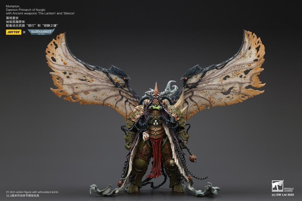 Warhammer 40k Action Figure 1/18 Mortarion Daemon Primarch of Nurgle with Ancient weapons The Lantern and Silence 21 cm - Joy Toy Action Figures