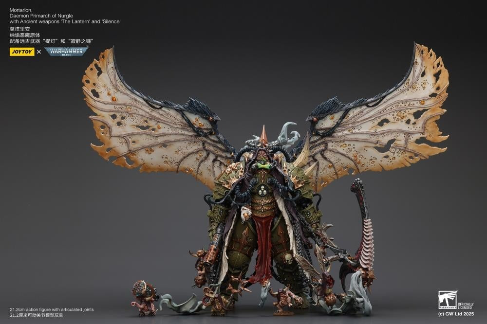 Warhammer 40k Action Figure 1/18 Mortarion Daemon Primarch of Nurgle with Ancient weapons The Lantern and Silence 21 cm - Joy Toy Action Figures