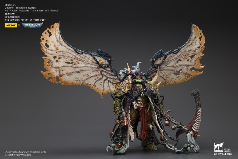 Warhammer 40k Action Figure 1/18 Mortarion Daemon Primarch of Nurgle with Ancient weapons The Lantern and Silence 21 cm - Joy Toy Action Figures