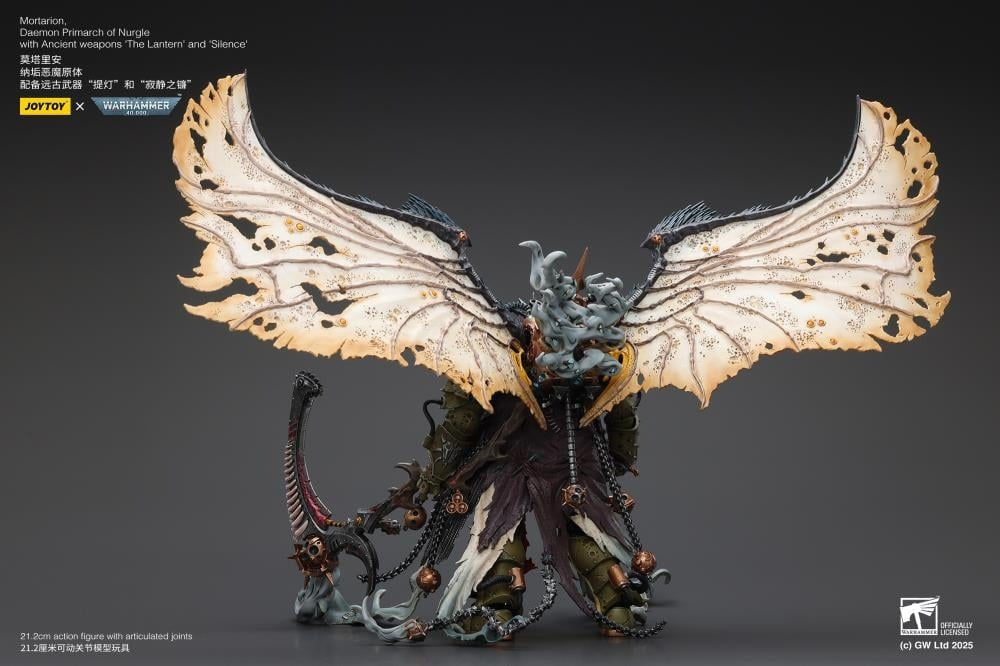 Warhammer 40k Action Figure 1/18 Mortarion Daemon Primarch of Nurgle with Ancient weapons The Lantern and Silence 21 cm - Joy Toy Action Figures