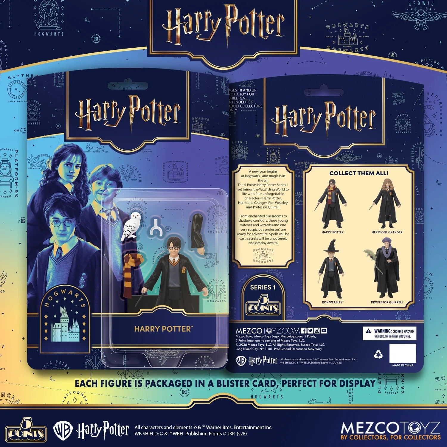 Harry Potter: Series 1: 5 Points: Full Set Of 4 Action Figures - Mezco Action Figures