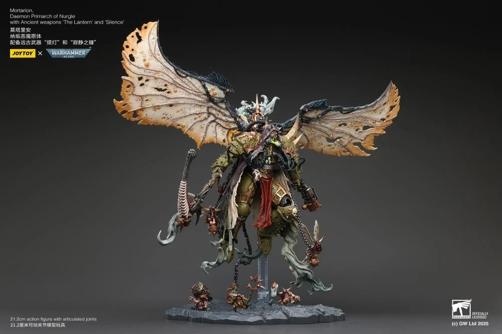 Warhammer 40k Action Figure 1/18 Mortarion Daemon Primarch of Nurgle with Ancient weapons The Lantern and Silence 21 cm - Joy Toy Action Figures