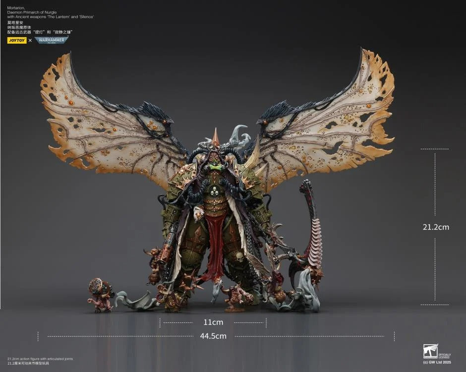 Warhammer 40k Action Figure 1/18 Mortarion Daemon Primarch of Nurgle with Ancient weapons The Lantern and Silence 21 cm - Joy Toy Action Figures